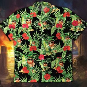 Irish Leprechaun With Flower Hawaiian Shirt