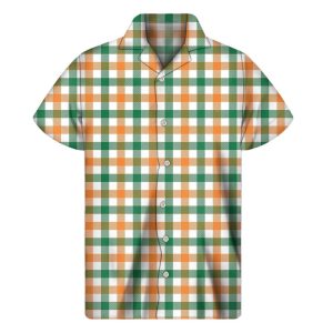 Irish Plaid Orange And Green St Patricks Day Hawaiian Shirt