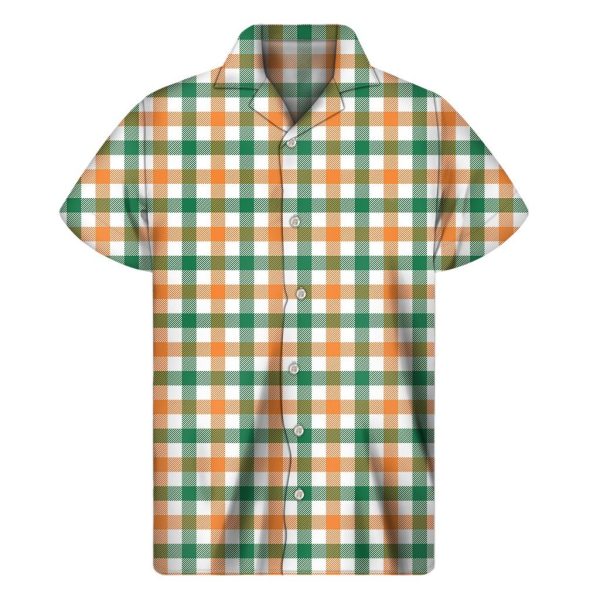 Irish Plaid Orange And Green St Patricks Day Hawaiian Shirt