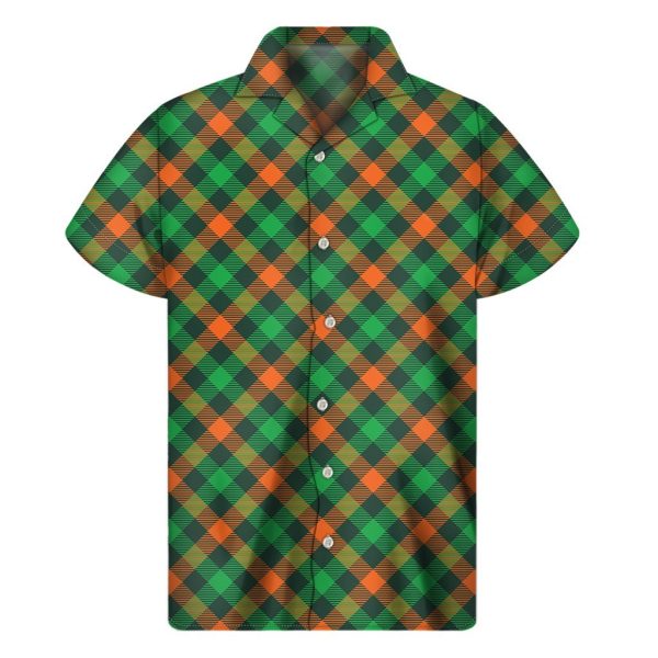 Irish Saint Patricks Day Plaid Orange And Green Hawaiian Shirt