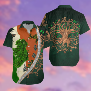 Irish Saint Patricks Day Shamrock Tree Of Life Aloha Hawaiian Shirts