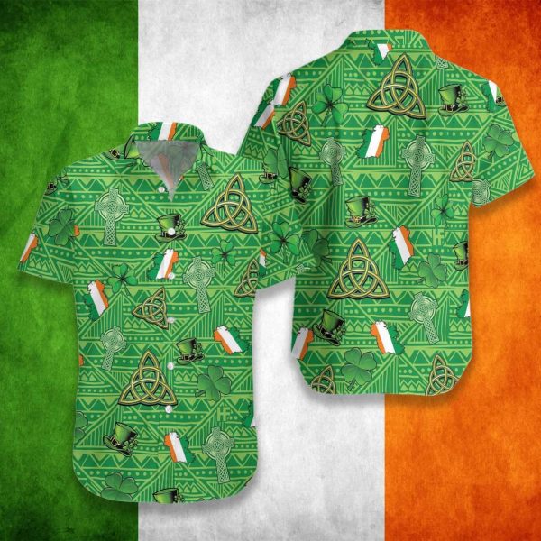 Irish Saint Patricks Day With The Celtic Cross And The Triquetra Hawaiian Shirt