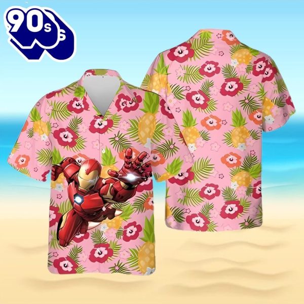 Iron Man Avengers With Floral Hawaiian Shirt Summer Gift