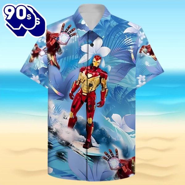 Iron Man Surfing Hawaiian Shirt