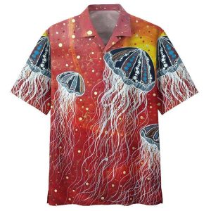 Jelly Fish Hippie Hawaiian Shirt Beachwear For Men Gifts For Young Adults