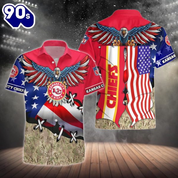 Kansas City Chiefs NFL Eagle Flaq 4th Of July Hawaiian Shirt