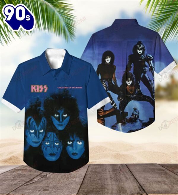 Kiss Band Creatures Of The Night Short Sleeve Hawaiian Shirt