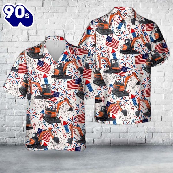 Kubota Excavator 4th Of July Hawaiian Shirt