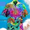 Lets Get Octopus 3d Hippie Hawaiian Shirt Beachwear For Men Gifts For Young Adults