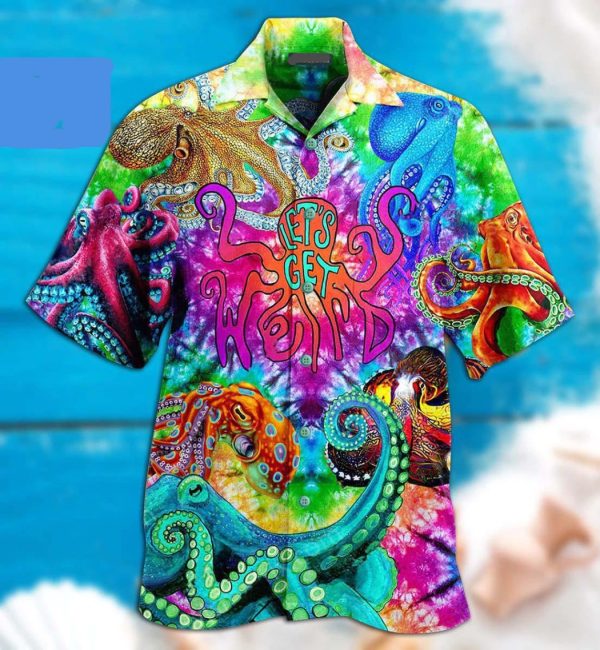 Lets Get Octopus 3d Hippie Hawaiian Shirt Beachwear For Men Gifts For Young Adults