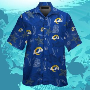 Los Angeles Rams Short Sleeve Button Up Tropical Hawaiian Shirt