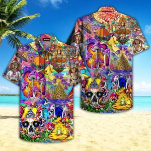 Magic Mushrooms Psychedelic Hippie Hawaiian Shirt Beachwear For Men Gifts For Young Adults