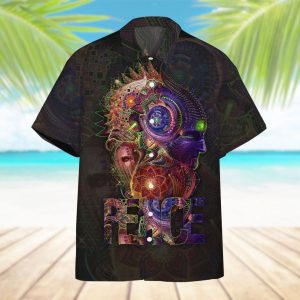 Magic World In Peace Hippie Hawaiian Shirt Beachwear For Men Gifts For Young Adults