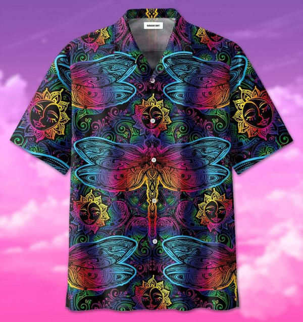 Mandala Dragonfly Hippie Hawaiian Shirt Beachwear For Men Gifts For Young Adults