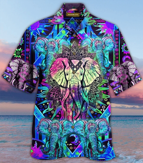 Mandala Elephant Hippie Hawaiian Shirt Beachwear For Men Gifts For Young Adults