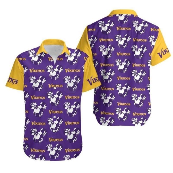 Mickey And Flowers Minnesota Vikings Hawaiian Shirt For Fans