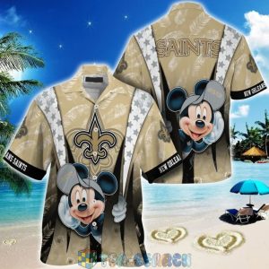 Mickey Mouse NFL New Orleans Saints Hat Tropical Hawaiian Shirt