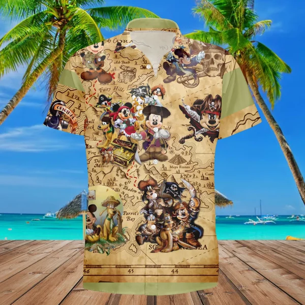 Mickey Treasure Hunting Summer Beach Trip Disney Aloha Hawaiian Shirt