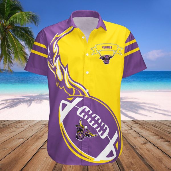 Minnesota Vikings Hawaii Shirt Flame Ball NFL