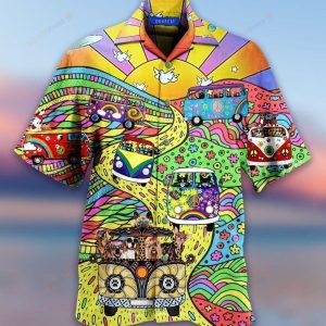 Multicolor Amazing Design Hippie Hawaiian Shirt Beachwear For Men Gifts For Young Adults