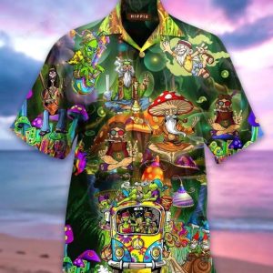 Multicolor Nice Design Hippie Hawaiian Shirt Beachwear For Men Gifts For Young Adults