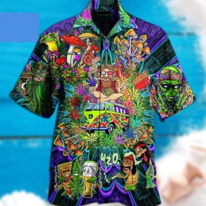 Mushroom Alien Bus Everything 3d Hippie Hawaiian Shirt Beachwear For Men Gifts For Young Adults