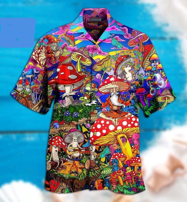 Mushroom Happy Together 3d Hippie Hawaiian Shirt Beachwear For Men Gifts For Young Adults