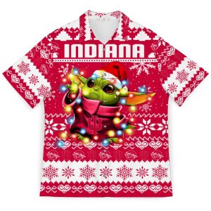 NCAA Indiana Hoosiers Baby Yoda Ugly Christmas Hawaiian Shirt 2