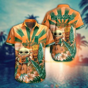 NCAA Miami Hurricanes Baby Yoda Hawaiian Shirt