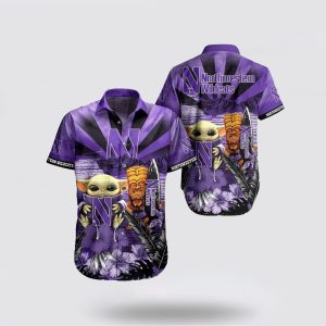 NCAA Northwestern Wildcats Baby Yoda Hawaiian Shirt