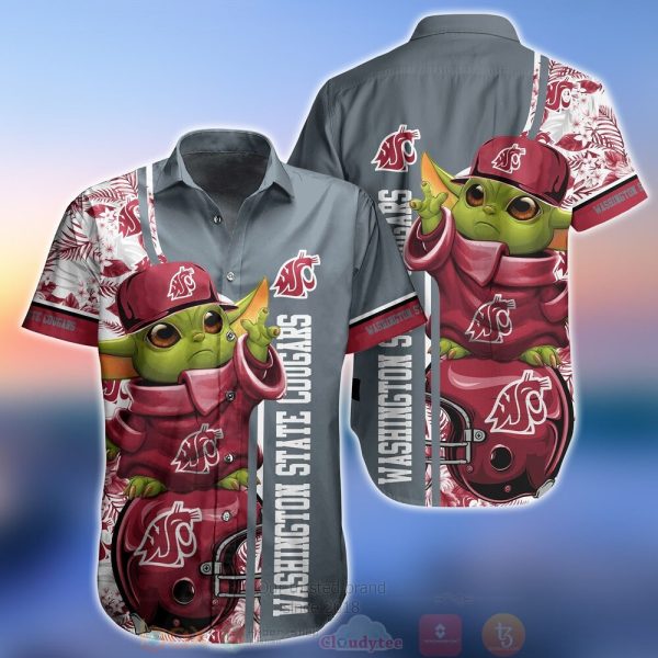 NCAA Washington State Cougars Baby Yoda Aloha Shirt