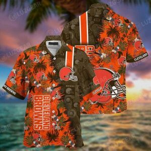 NFL Cleveland Browns Coconut Tree Orange Hawaiian Shirt