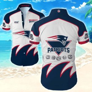 NFL New England Patriots White Navy Blue Fashion Hawaiian Shirt