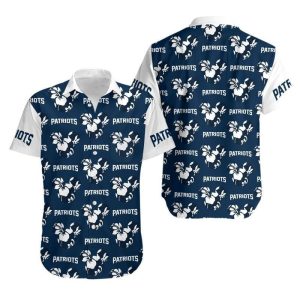 New England Patriots Mickey and Flowers Hawaiian Shirt and Shorts Summer Collection