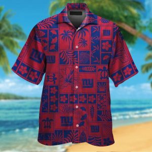 New York Giants Short Sleeve Button Up Tropical Hawaiian Shirt