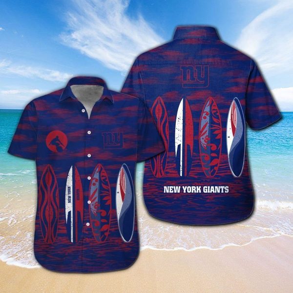 New York Giants Short Sleeve Button Up Tropical Hawaiian Shirt VER022