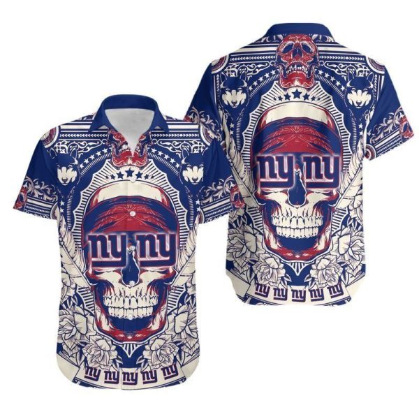 New York Giants Skull NFL Gift For Fan Hawaii Shirt And Shorts Summer Collection Trendy Aloha