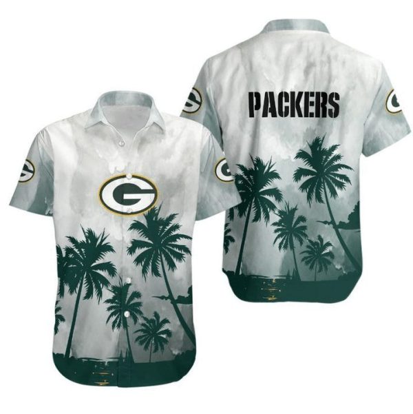 Nfl Green Bay Packers White Blue Tree Cloud Trendy Hawaiian Shirt Aloha Shirt