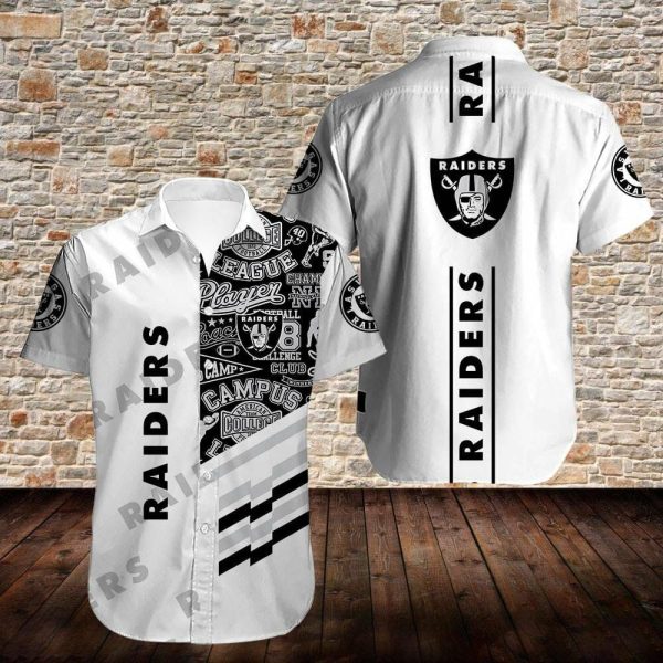 Nfl Las Vegas Raiders White Trendy Hawaiian Shirt Aloha Shirt