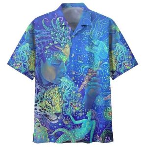 Ocean Life Colorful Best Hippie Hawaiian Shirt Beachwear For Men Gifts For Young Adults