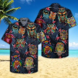 Owl Hippie Hawaiian Shirt Beachwear For Men Gifts For Young Adults