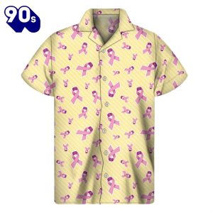 Pastel Breast Cancer Awareness Print Mens Short Sleeve Shirt