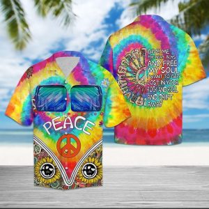 Peace Colorful Best Design Hippie Hawaiian Shirt Beachwear For Men Gifts For Young Adults