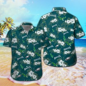 Philadelphia Eagles Short Sleeve Button Up Tropical Hawaiian Shirt VER016