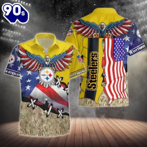 Pittsburgh Steelers NFL Eagle Flaq 4th Of July Hawaiian Shirt