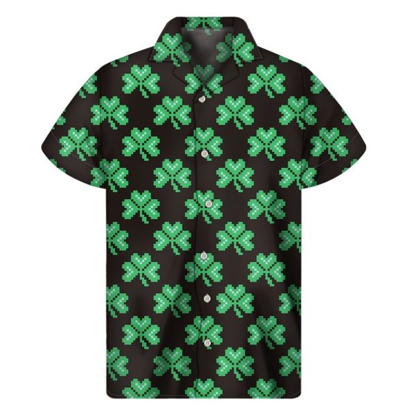 Pixel Clover St Patricks Day Hawaiian Shirt