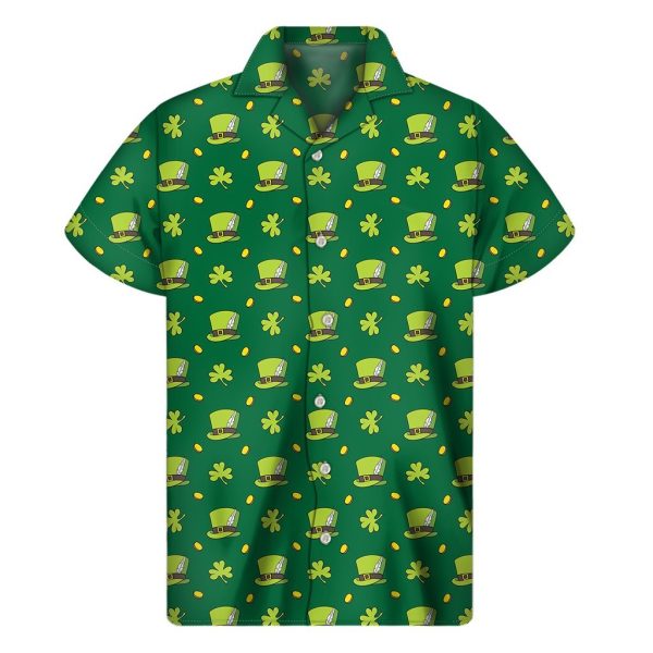 Saint Patricks Day Hat And Sahmrock Pattern Hawaiian Shirt