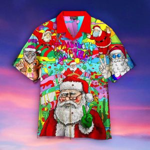 Santa Claus Christmas Hippie Hawaiian Shirt Beachwear For Men Gifts For Young Adults