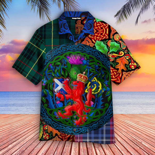 Scotland Rampant Lion With Thistle St Patricks Day Aloha Hawaiian Shirts