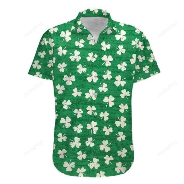 Shamrock Pattern White Saint Patricks Day Hawaiian Shirt